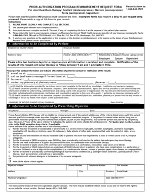 Prior Authorization Program Reimbursement Request Form