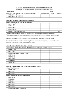 Associate of Arts Degree Plan