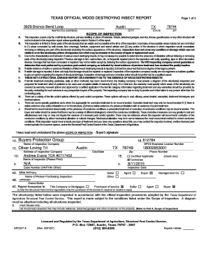 Texas Official Wood Destroying Insect Report