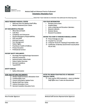 Medical Staff Orientation Attestation Form