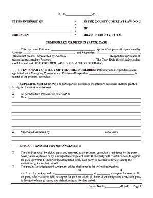 Temporary Orders in SAPCR Case