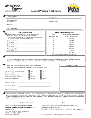 WARM Program Application
