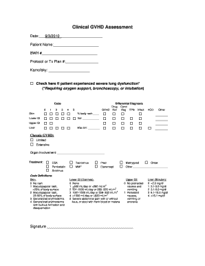 Clinical GVHD Assessment Form