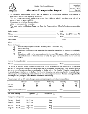 Alternative Transportation Request Form