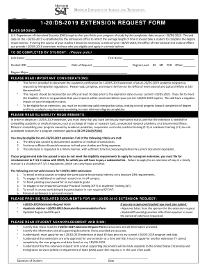 I-20/DS-2019 Extension Request Form