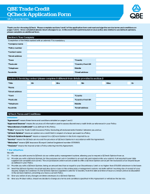 QCheck Trade Credit Application Form