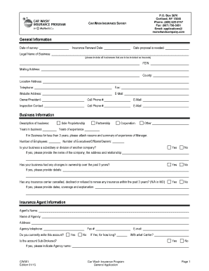 Car Wash Insurance Application Form