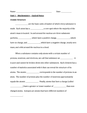 Unit 1 Biochemistry Guided Notes