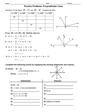 Perpendicular Lines Practice Problems
