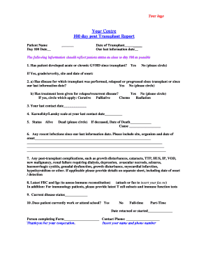 100 Day Post Transplant Report