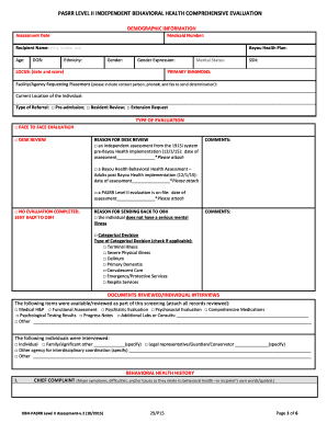 PASRR Level II Behavioral Health Evaluation