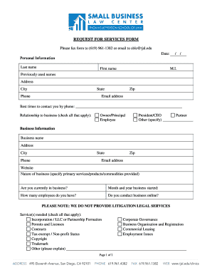 Request for Services Form