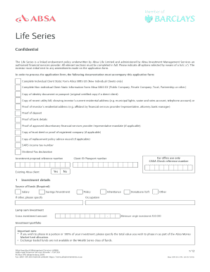 Absa Life Series Endowment Policy Application
