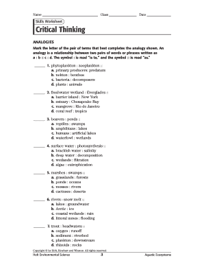 critical thinking analogies worksheet