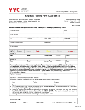 Employee Parking Permit Application