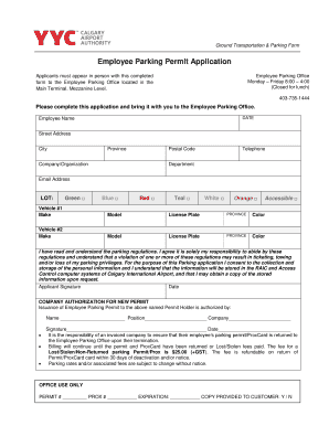Employee Parking Permit Application
