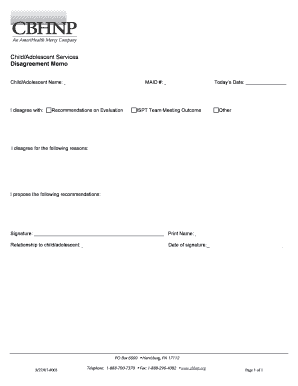 Child Adolescent Disagreement Memo