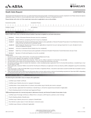 Absa Death Claim Request Form
