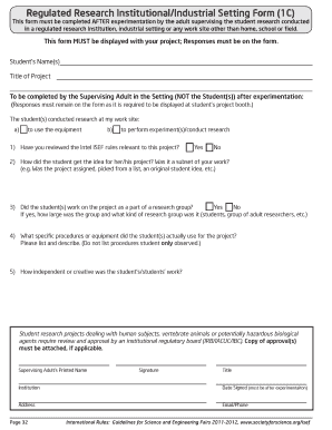 Regulated Research Supervisor Form