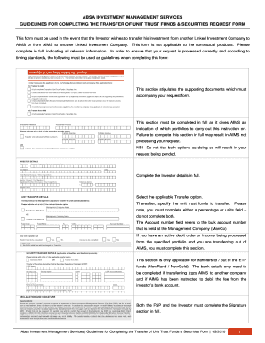Transfer of Unit Trust Funds & Securities Form