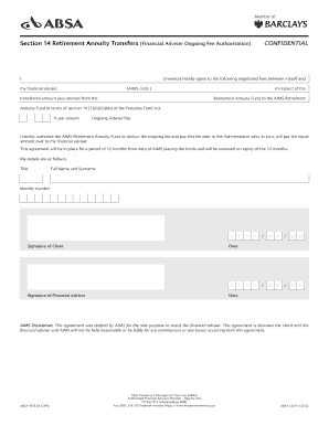 Retirement Annuity Transfer Fee Authorization