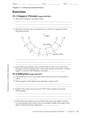 Chapter 31 Diffraction and Interference Workbook