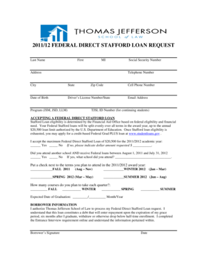 Federal Direct Stafford Loan Request Form