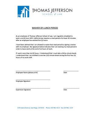 California Employee Lunch Period Waiver
