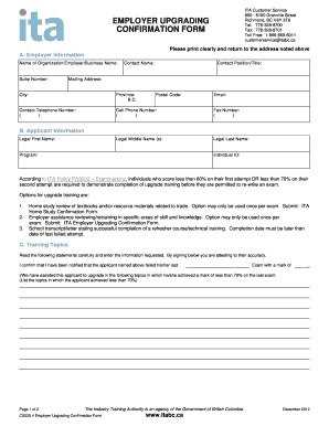 ITA Employer Upgrading Confirmation Form
