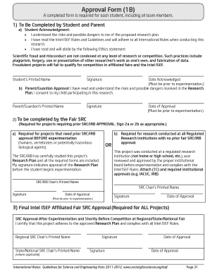 Intel ISEF Student Research Approval Form