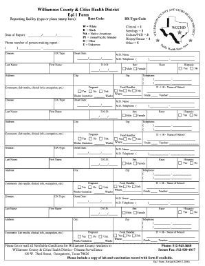 Williamson County Epi 1 Form