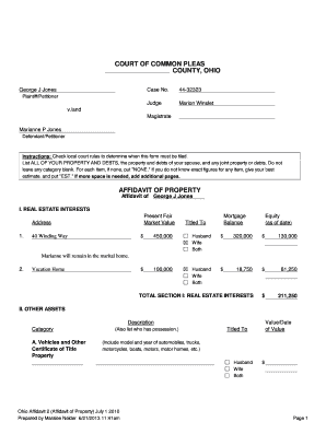 Ohio Affidavit of Property
