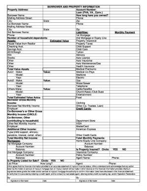 Mortgage Financial Statement Form