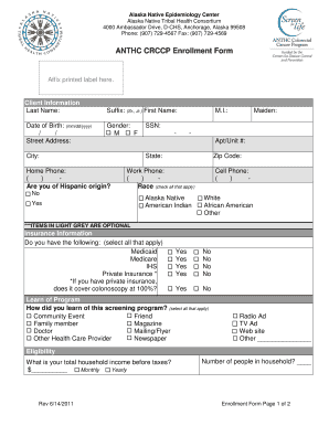 ANTHC CRCCP Enrollment Form