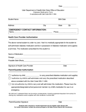 Utah Diabetes Medication Form