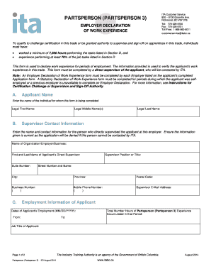 Employer Declaration of Work Experience