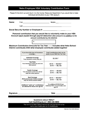 Nebo Employee HSA Contribution Form