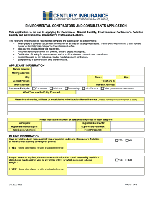 Environmental Contractors and Consultants Application
