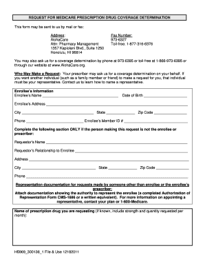 Medicare Prescription Drug Coverage Determination Form