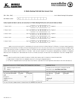 K-Mobile Banking PLUS Add Own Account Form