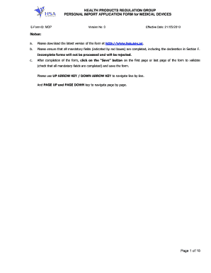 Personal Import Application Form for Medical Devices