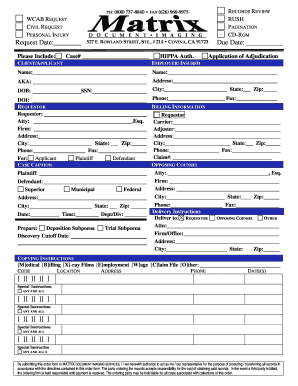 Personal Injury Document Imaging Request Form
