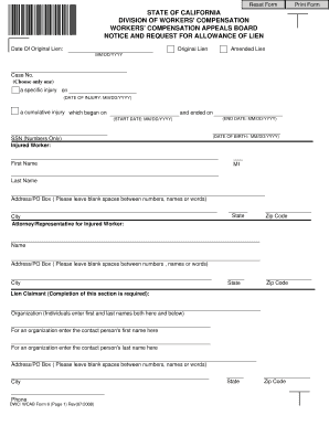 California Workers' Compensation Lien Request