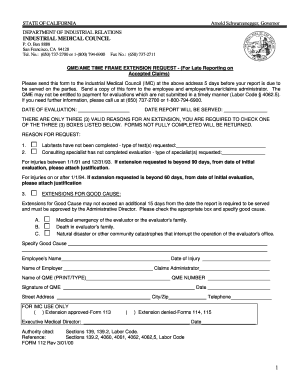 California QME/AME Time Frame Extension Request