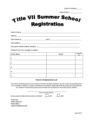 School Photo Permission Slip