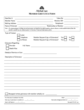Member Grievance Form