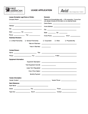 Lease Application Form