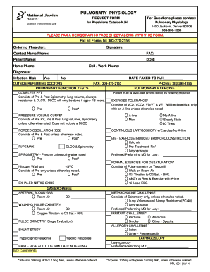 Pulmonary Physiology Request Form