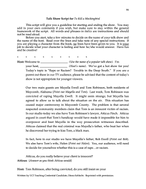 To Kill a Mockingbird Talk Show Script