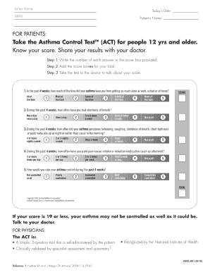 Asthma Control Test Form
